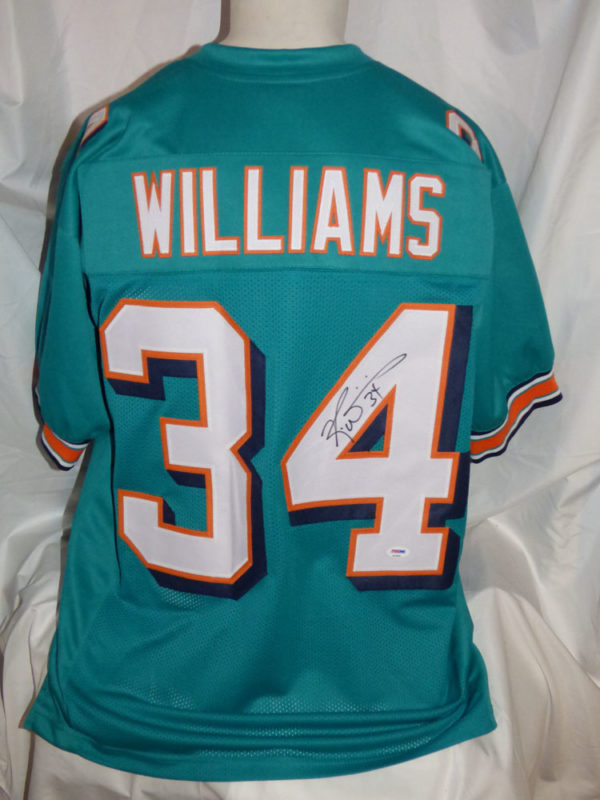 RICKY WILLIAMS DOLPHINS SIGNED AUTOGRAPHED CUSTOM TEAL JERSEY PSA ...