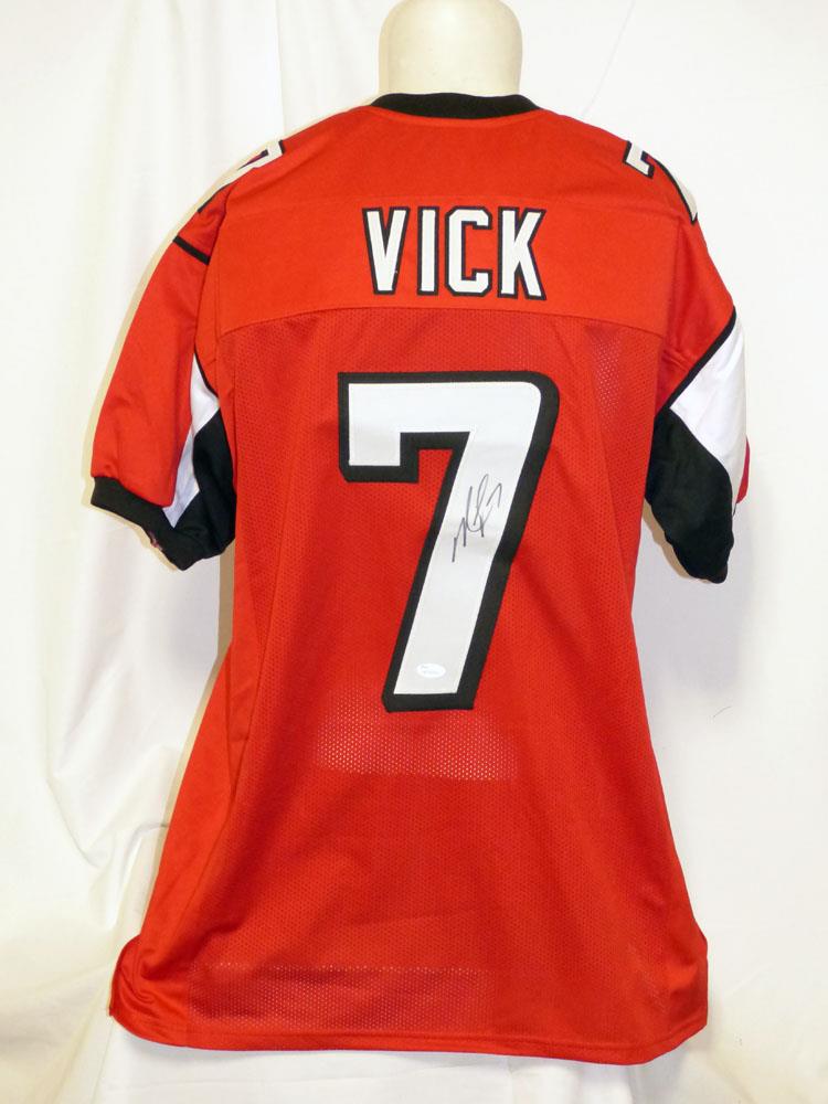 MICHAEL VICK FALCONS SIGNED AUTOGRAPHED CUSTOM RED JERSEY JSA - First Class  Autographs